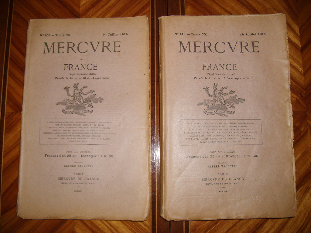  - Mercure de France 1er et 16 juillet 1914.