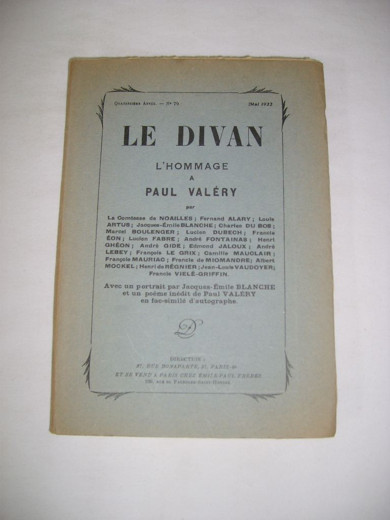 [COLLECTIF] - Le divan. L'hommage  Paul VALERY.