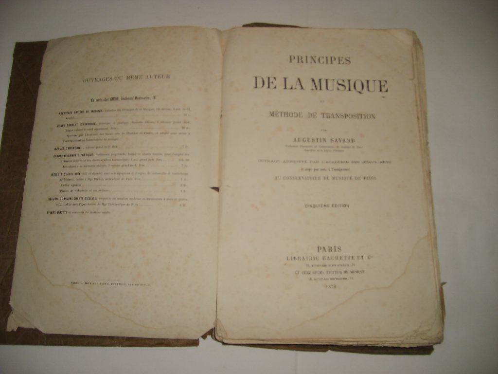 SAVARD (AUGUSTIN) - Principes de la musique et mthode de transposition.