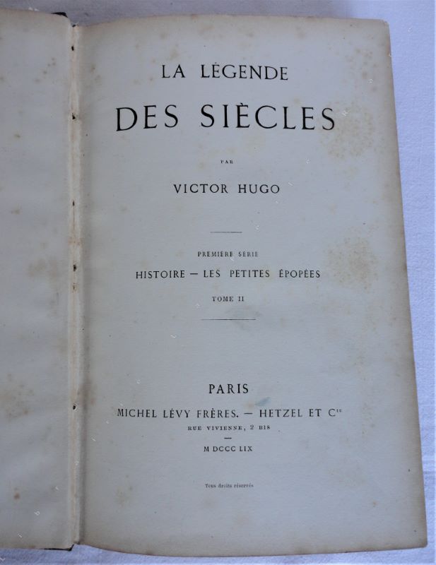 HUGO (VICTOR) - La lgende des sicles. Premire srie Histoire - Les petites popes. Tome II seul.