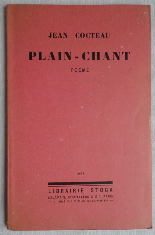 COCTEAU (Jean) - Plain-chant. Pome.