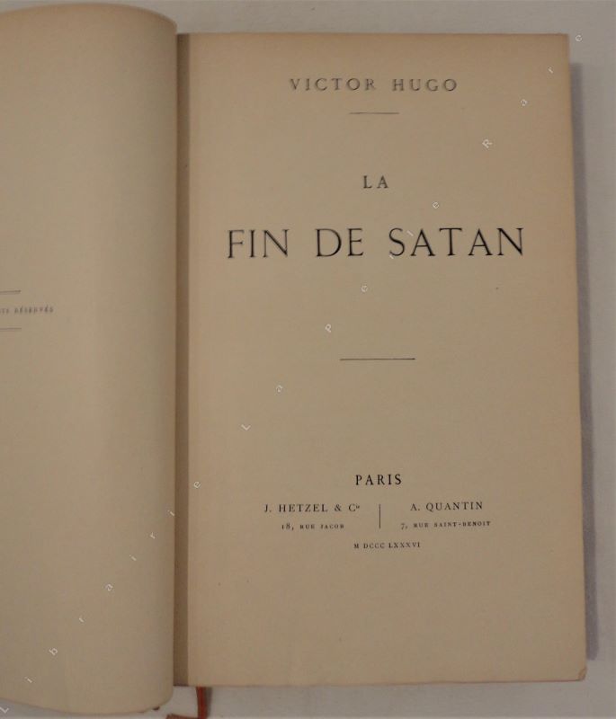 HUGO (Victor) - La fin de Satan.