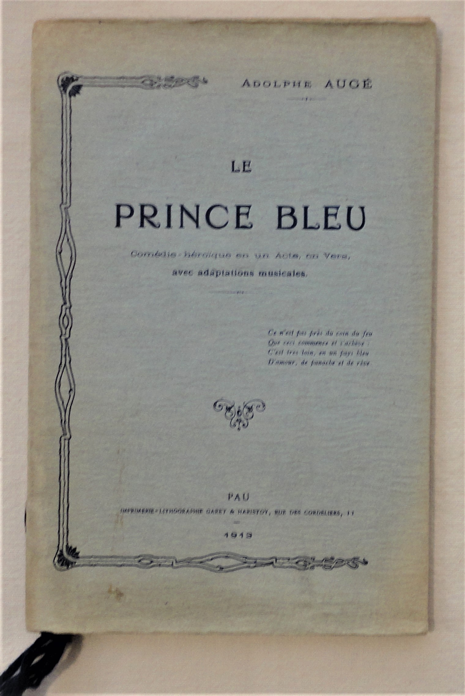 AUGE (Adolphe). - Le prince bleu.