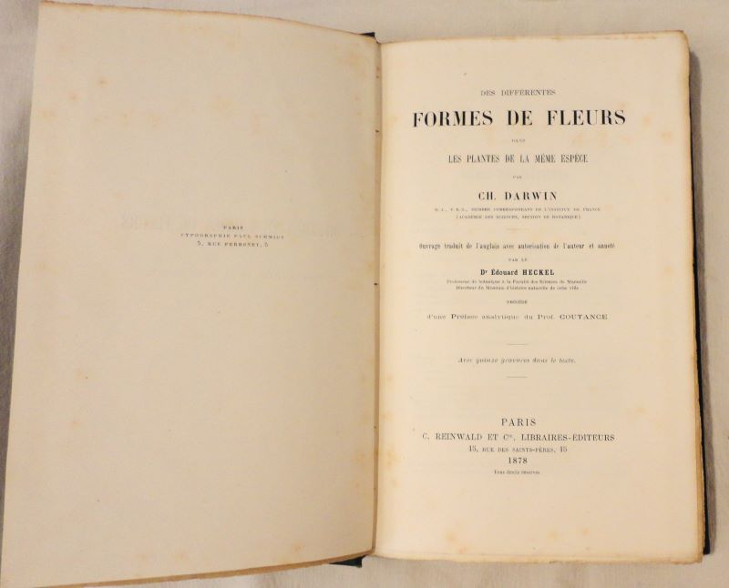 DARWIN (Charles). - Des diffrentes formes de fleurs dans les plantes de la mme espce.