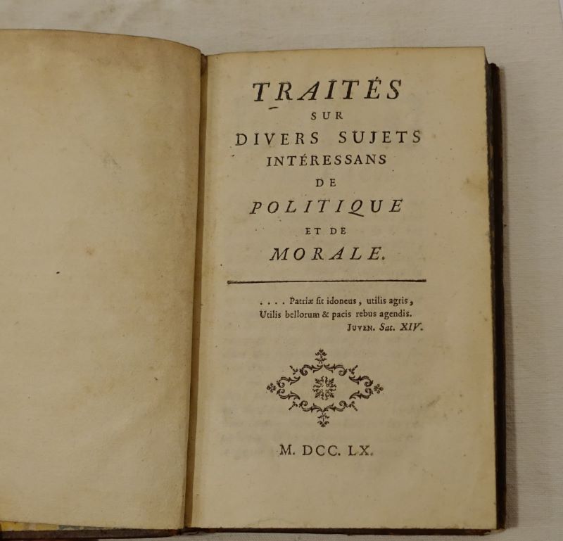 [SCHMID (Georges-Louis)]. - Traits sur divers sujets intressans de politique et de morale.