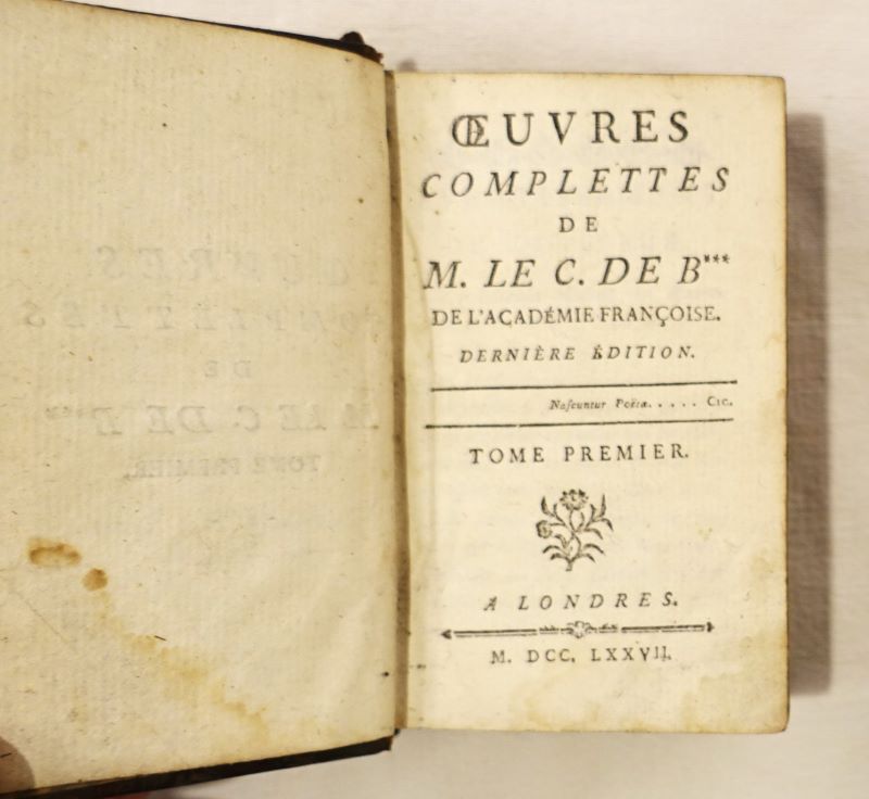 [BERNIS (Franois-Joachim de Pierre de)]. - Oeuvres Complettes de M. Le C. De B*** de l'Acadmie Franoise.