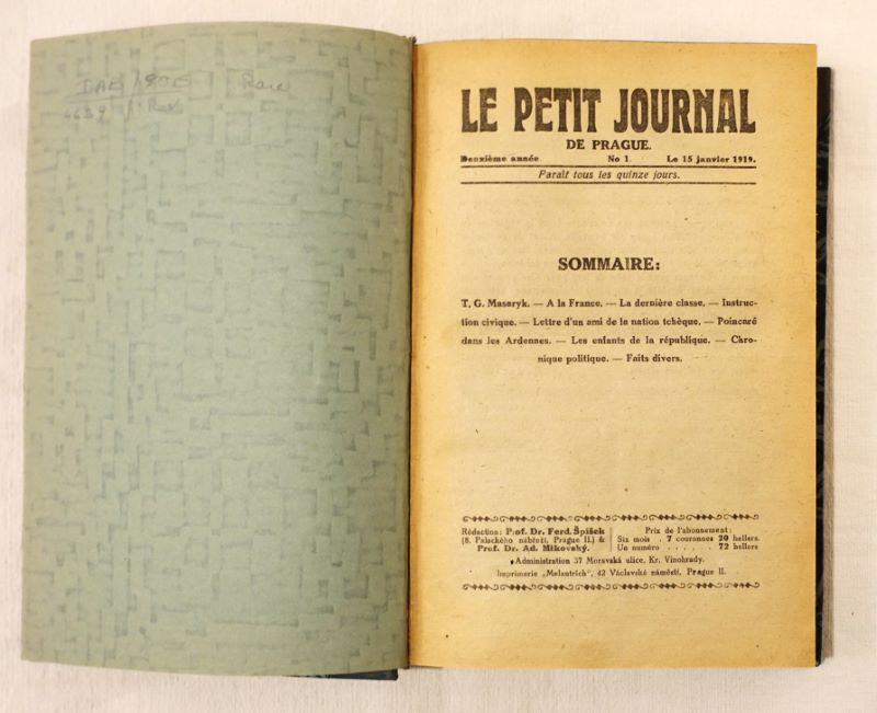  - Le petit journal de Prague. Reli du 15 janvier 1919 au 15 juin 1920.