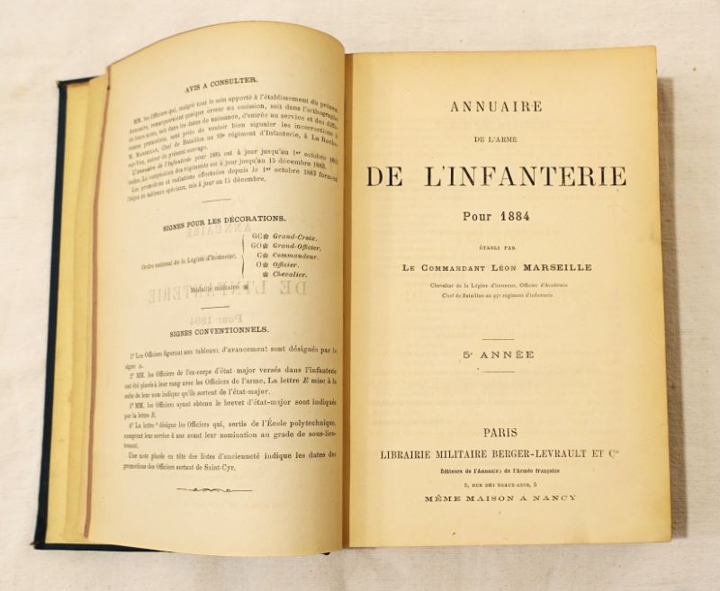 MARSEILLE (Lon). - Annuaire de l'arme de l'infanterie pour 1884.