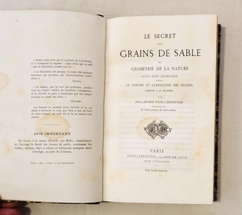 PAPE-CARPANTIER (Marie). - Le secret des grains de sable ou gomtrie de la nature.