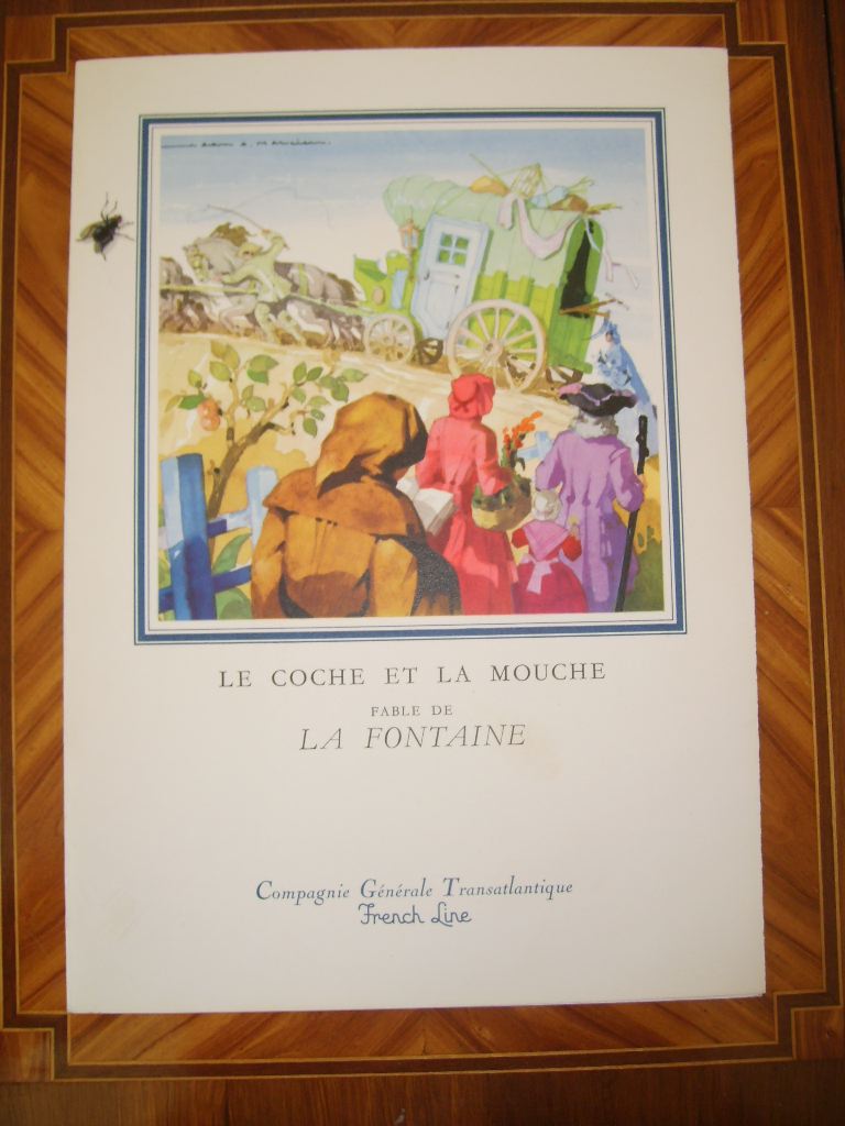  - Menu du paquebot Libert, dner du 23 juillet 1959, illustr par Mercier.