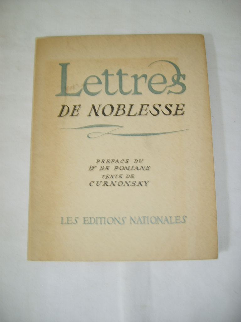 CURNONSKY - Lettres de noblesse.