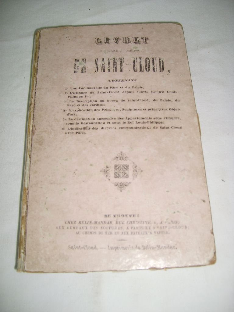  - Livret historique et descriptif de Saint-Cloud.